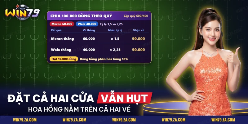 Bảng chia vé theo tỷ lệ quỹ cho thấy phần hoa hồng nằm ở cả hai cửa đá gà Thomo
