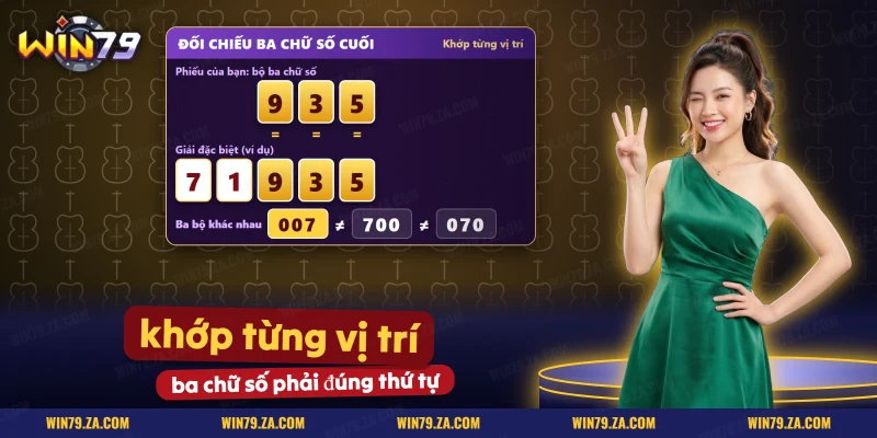 Phiếu ba càng ghi bộ ba chữ số đối chiếu với dãy số giải đặc biệt theo từng vị trí