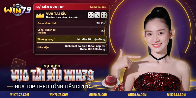 Sự kiện Vua Tài Xỉu Win79 xếp hạng theo tổng tiền cược ở game Tài Xỉu