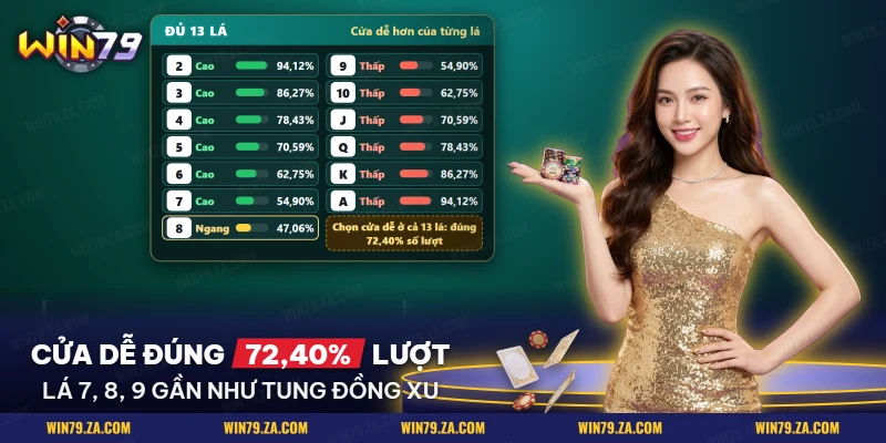 Mười ba lá bài từ lá nhỏ nhất đến lá A cùng cửa dễ hơn của từng lá trong Cao thấp